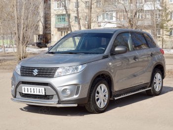 16 949 р. Защита переднего бампера (2 трубыØ42 мм, нержавейка) SLITKOFF Suzuki Vitara LY дорестайлинг (2015-2019)  с доставкой в г. Воронеж. Увеличить фотографию 3