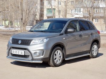 17 699 р. Защита переднего бампера (2 трубы Ø63 и 42 мм, нержавейка) SLITKOFF Suzuki Vitara LY дорестайлинг (2015-2019)  с доставкой в г. Воронеж. Увеличить фотографию 3
