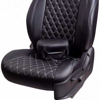 19 999 р. Чехлы для сидений Lord Autofashion Байрон (экокожа, 60/40, 3 Г-образных подголовника)  Suzuki Vitara  LY (2015-2025) дорестайлинг, рестайлинг (Черный, вставка черная, строчка серая)  с доставкой в г. Воронеж. Увеличить фотографию 4