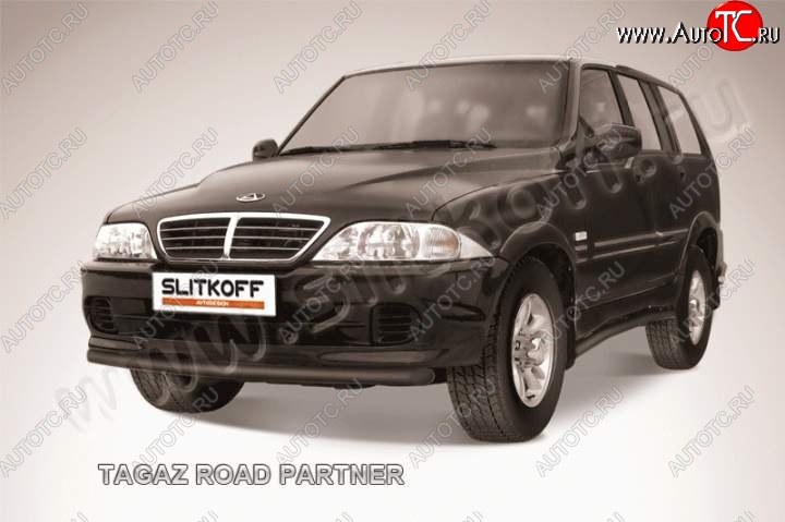 6 899 р. Защита переднего бампер Slitkoff  ТАГАЗ Road Partner (2007-2011) (Цвет: серебристый)  с доставкой в г. Воронеж