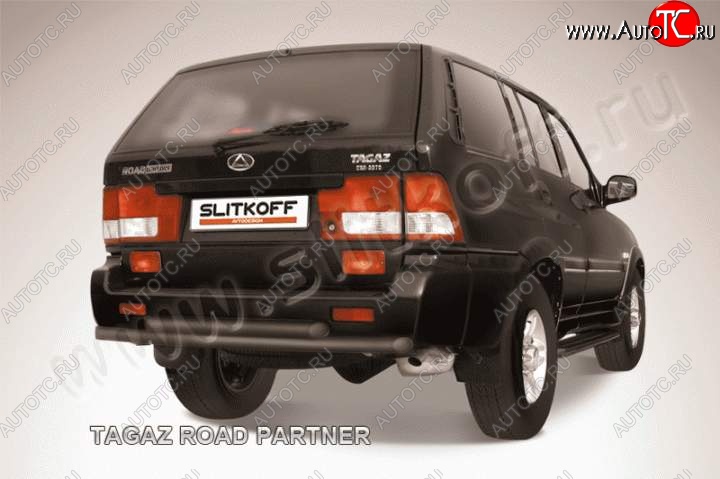 7 599 р. Защита задняя Slitkoff  ТАГАЗ Road Partner (2007-2011) (Цвет: серебристый)  с доставкой в г. Воронеж