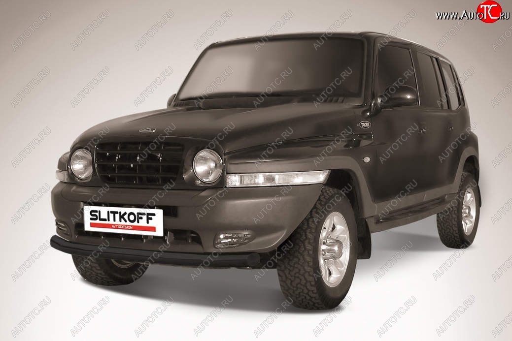 8 849 р. Защита переднего бампера Slitkoff (d76 мм)  ТАГАЗ Tager  5d (2008-2012) (Сталь с полимерным покрытием. Цвет: чёрный)  с доставкой в г. Воронеж