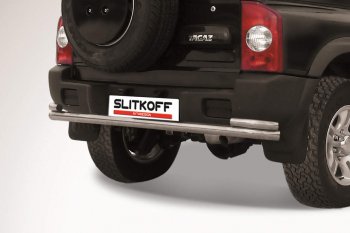 Защита заднего бампера (двойная, d57/42) Slitkoff ТАГАЗ Tager  5d (2008-2012)