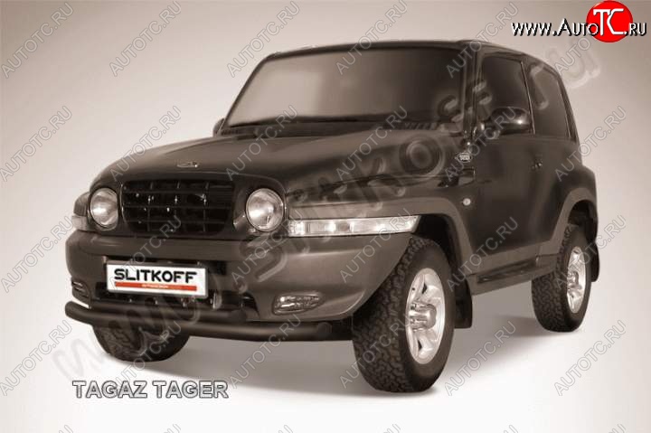 10 699 р. защита переднего бампера Slitkoff  ТАГАЗ Tager  3d (2008-2012) (Цвет: серебристый)  с доставкой в г. Воронеж
