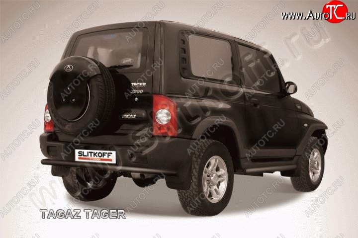 6 899 р. Защита задняя Slitkoff  ТАГАЗ Tager  3d (2008-2012) (Цвет: серебристый)  с доставкой в г. Воронеж
