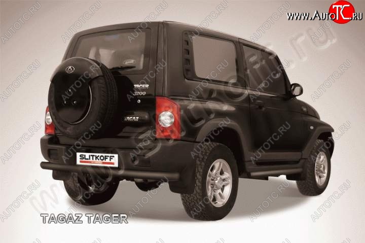 8 849 р. Защита задняя Slitkoff  ТАГАЗ Tager  3d (2008-2012) (Цвет: серебристый)  с доставкой в г. Воронеж