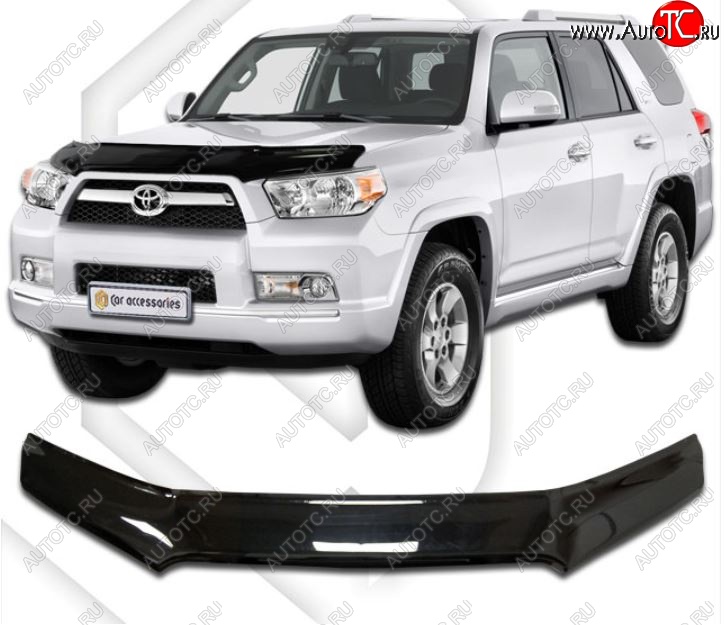 2 199 р. Дефлектор капота CA-Plastic  Toyota 4Runner  N280 (2009-2013) дорестайлинг (Classic черный, Без надписи)  с доставкой в г. Воронеж