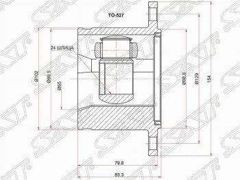 3 499 р. Шрус (внутренний) SAT (24*102 мм)  Toyota 4Runner  N120,N130 - Hilux Surf  N120,N130  с доставкой в г. Воронеж. Увеличить фотографию 1