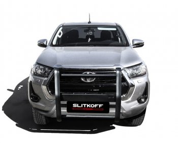 15 999 р. Кронштейн для противотуманных фар Slitkoff (BRUTAL) Toyota Hilux AN120 1-ый рестайлинг (2017-2020) (Сталь с полимерным покрытием. Цвет: черный)  с доставкой в г. Воронеж. Увеличить фотографию 2