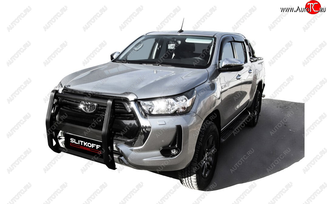 15 999 р. Кронштейн для противотуманных фар Slitkoff (BRUTAL) Toyota Hilux AN120 1-ый рестайлинг (2017-2020) (Сталь с полимерным покрытием. Цвет: черный)  с доставкой в г. Воронеж