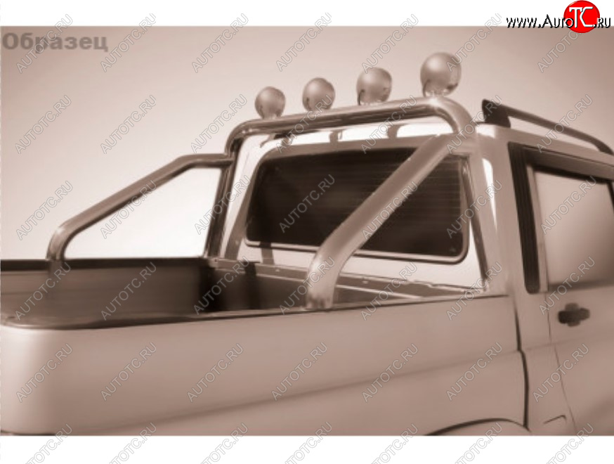 22 999 р. Защитная дуга багажника на Slitkoff (Ø 76 мм, с креплениями под ПТФ)  Toyota Hilux  AN120 (2017-2020) 1-ый рестайлинг (Нержавеющая сталь)  с доставкой в г. Воронеж
