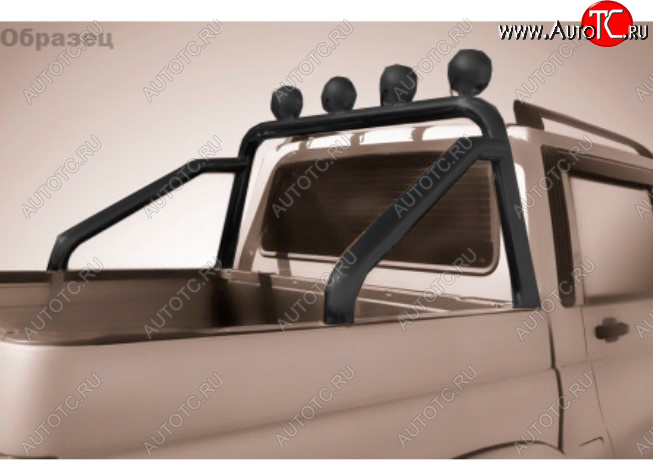 16 249 р. Защитная дуга багажника на Slitkoff (Ø 76 мм, с креплениями под ПТФ)  Toyota Hilux  AN120 (2017-2020) 1-ый рестайлинг (Сталь с полимерным покрытием. Цвет: черный)  с доставкой в г. Воронеж