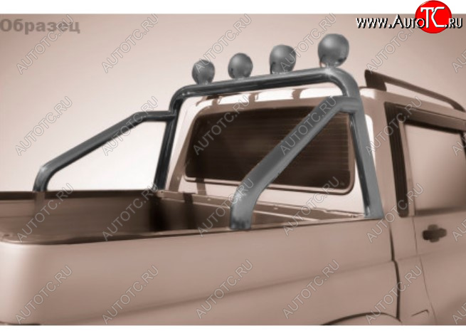 16 249 р. Защитная дуга багажника на Slitkoff (Ø 76 мм, с креплениями под ПТФ).  Toyota Hilux  AN120 (2017-2020) 1-ый рестайлинг (Сталь с полимерным покрытием. Цвет: серебристый)  с доставкой в г. Воронеж