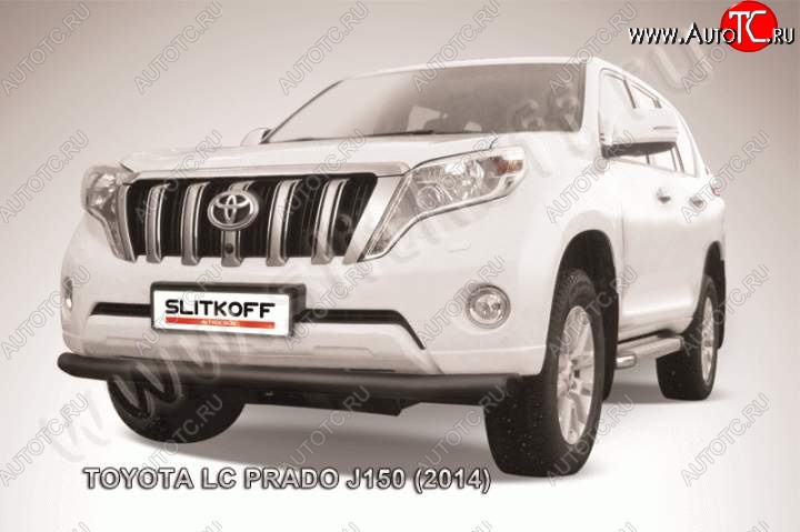 11 299 р. Защита переднего бампер Slitkoff  Toyota Land Cruiser Prado  J150 (2013-2017) 1-ый рестайлинг (Цвет: серебристый)  с доставкой в г. Воронеж