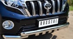 29 549 р. Защита переднего бампера (2 трубы Ø76 мм с зубами, нержавейка) SLITKOFF  Toyota Land Cruiser Prado  J150 (2013-2017) 1-ый рестайлинг  с доставкой в г. Воронеж. Увеличить фотографию 2