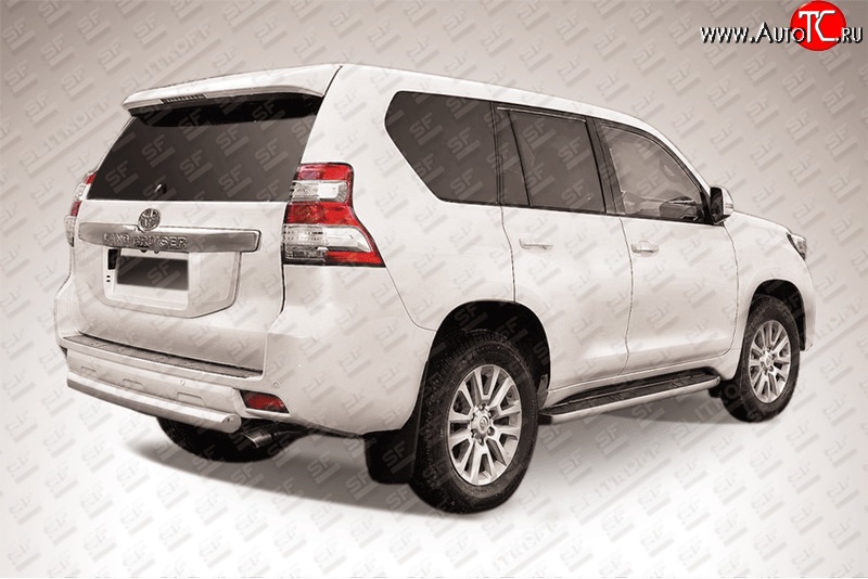 13 849 р. Защита заднего бампера из короткой трубы диаметром 76 мм Slitkoff Toyota Land Cruiser Prado J150 1-ый рестайлинг (2013-2017) (Цвет: нержавеющая полированная сталь)  с доставкой в г. Воронеж