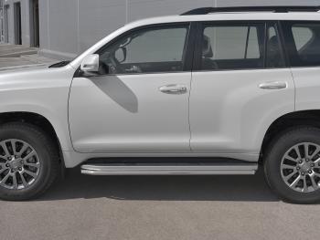Защита порогов (Ø42 мм, BLACK ONYX) SLITKOFF Toyota Land Cruiser Prado J150 3-ий рестайлинг (2020-2025) (полированная нержавейка)