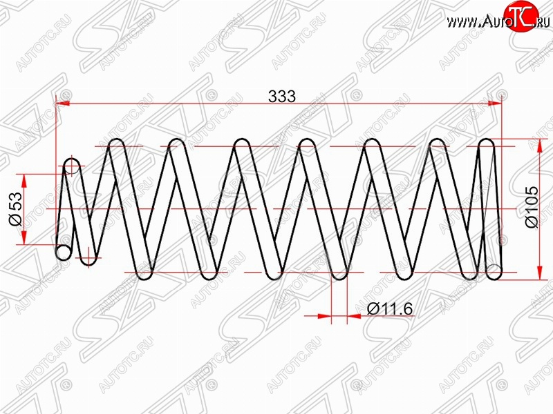 2 199 р. Комплект задних пружин (2 шт) 2WD SAT  Toyota Allion  T240 - Premio  T240  с доставкой в г. Воронеж