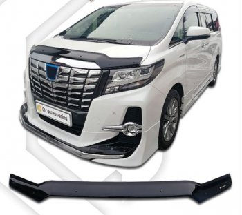 1 999 р. Дефлектор капота CA-Plastiс  Toyota Alphard  H30 (2015-2018) дорестайлинг (серия Classic черный, Без надписи)  с доставкой в г. Воронеж. Увеличить фотографию 2