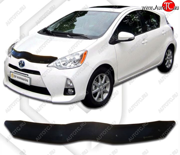 1 839 р. Дефлектор капота CA-Plastiс Toyota Aqua P10 дорестайлинг (2011-2014) (Classic черный, Без надписи)  с доставкой в г. Воронеж