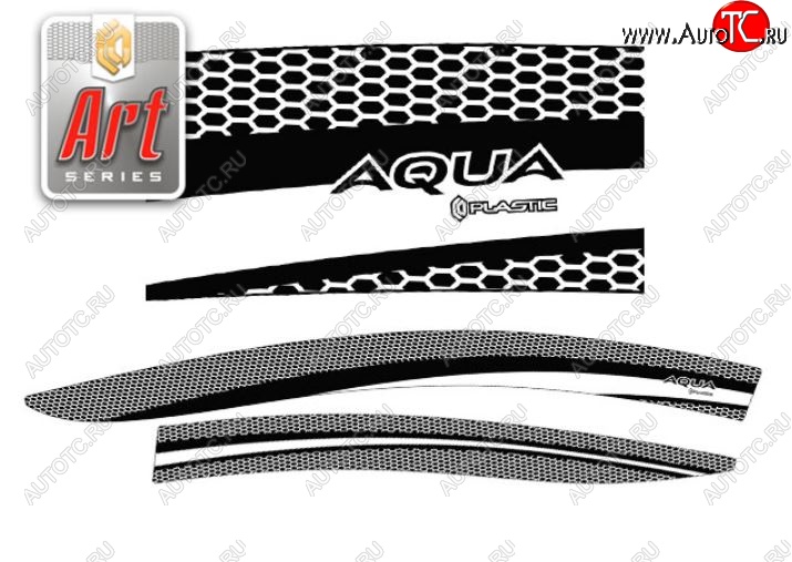 2 199 р. Дефлектора окон CA-Plastic  Toyota Aqua  P10 (2011-2021) дорестайлинг, 1-ый рестайлинг, 2-ой рестайлинг (Серия Art серебро, Без хром.молдинга)  с доставкой в г. Воронеж