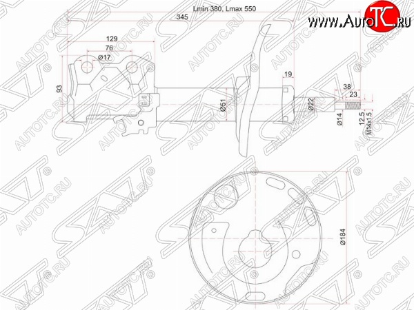 3 699 р. Левый амортизатор передний SAT  Toyota Auris  E150 - Corolla Rumion  E150  с доставкой в г. Воронеж