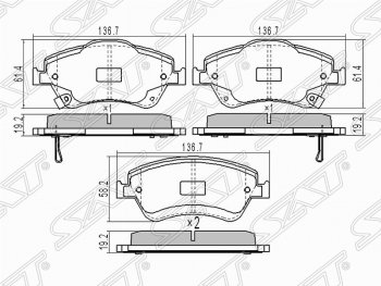 1 299 р. Колодки тормозные (передние) SAT  Toyota Auris  E150 - Corolla  E150  с доставкой в г. Воронеж. Увеличить фотографию 1