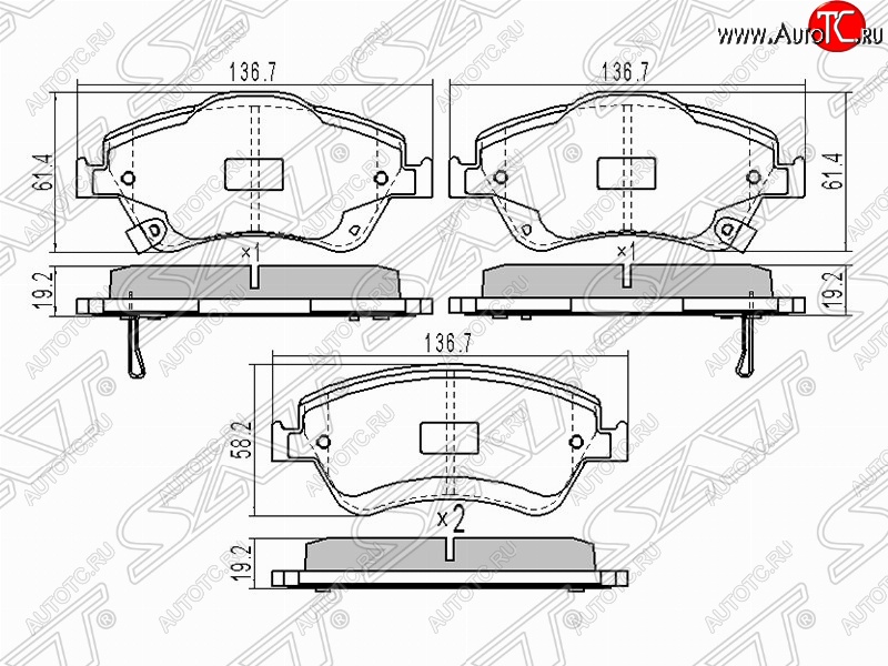 1 299 р. Колодки тормозные (передние) SAT  Toyota Auris  E150 - Corolla  E150  с доставкой в г. Воронеж