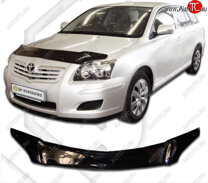 2 079 р. Дефлектор капота CA-Plastiс  Toyota Avensis  T250 универсал (2003-2006) дорестайлинг (Classic черный, Без надписи)  с доставкой в г. Воронеж