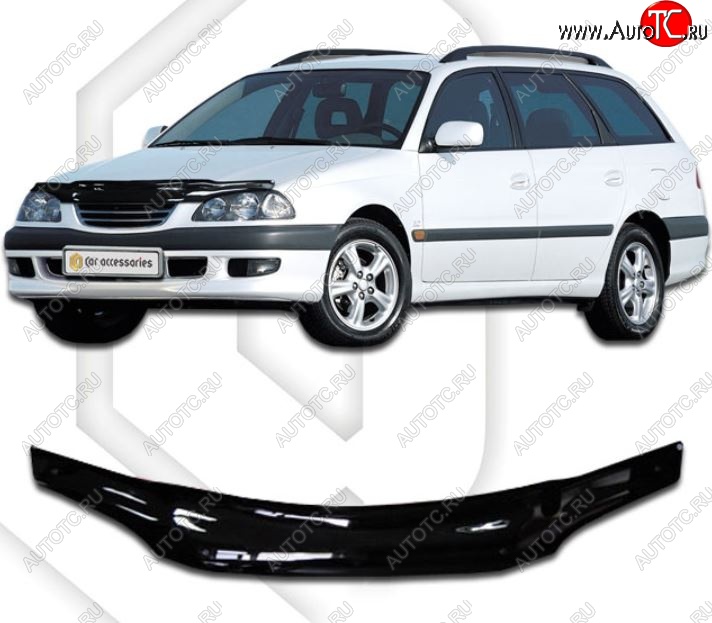 1 999 р. Дефлектор капота CA-Plastic  Toyota Avensis  T220 седан (1997-2001) дорестайлинг (Classic черный, Без надписи)  с доставкой в г. Воронеж