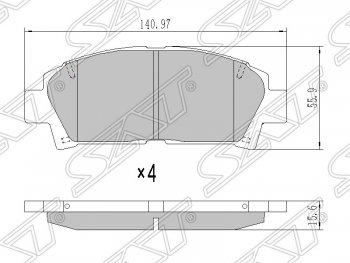 1 149 р. Колодки тормозные SAT (передние) Toyota Avensis T220 седан дорестайлинг (1997-2001)  с доставкой в г. Воронеж. Увеличить фотографию 1