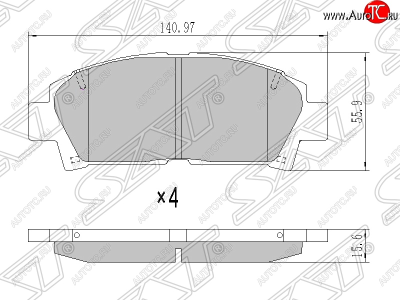 1 159 р. Колодки тормозные SAT (передние)  Toyota Avensis  T220 седан - Carina ( T190,  Е210)  с доставкой в г. Воронеж