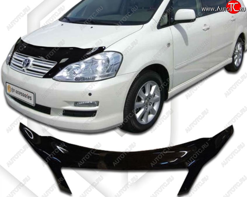 2 599 р. Дефлектор капота CA-Plastiс exclusive Toyota Avensis Verso MPV (2001-2010) (Classic черный, Без надписи)  с доставкой в г. Воронеж