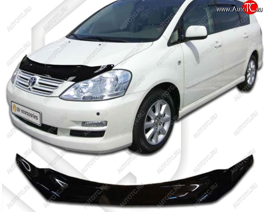 2 079 р. Дефлектор капота CA-Plastiс  Toyota Avensis Verso  MPV (2001-2010) (Classic черный, Без надписи)  с доставкой в г. Воронеж