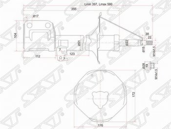 Правый амортизатор передний SAT Toyota Avensis T250 универсал дорестайлинг (2003-2006)