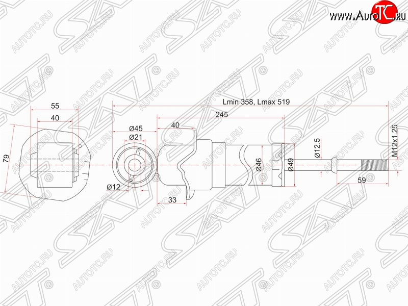 2 699 р. Амортизатор задний SAT  Toyota Avensis ( T250 седан,  T250 универсал) (2003-2008) дорестайлинг, дорестайлинг, рестайлинг, рестайлинг  с доставкой в г. Воронеж