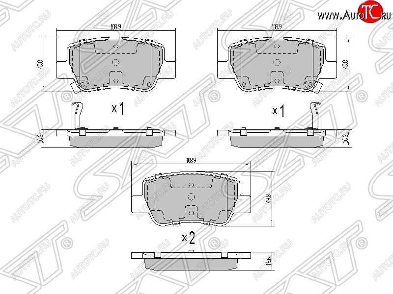 869 р. Колодки тормозные SAT (задние) Toyota Avensis T270 седан дорестайлинг (2008-2011)  с доставкой в г. Воронеж