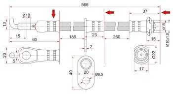 699 р. Тормозной шланг SAT (передний) Toyota Platz рестайлинг (2002-2005)  с доставкой в г. Воронеж. Увеличить фотографию 1