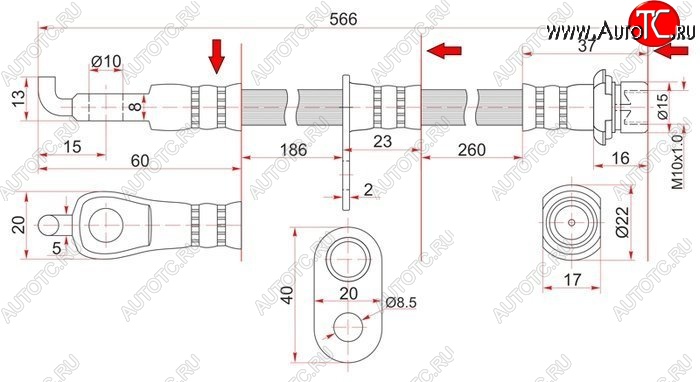 699 р. Тормозной шланг SAT (передний)  Toyota bB  1 - WILL  с доставкой в г. Воронеж