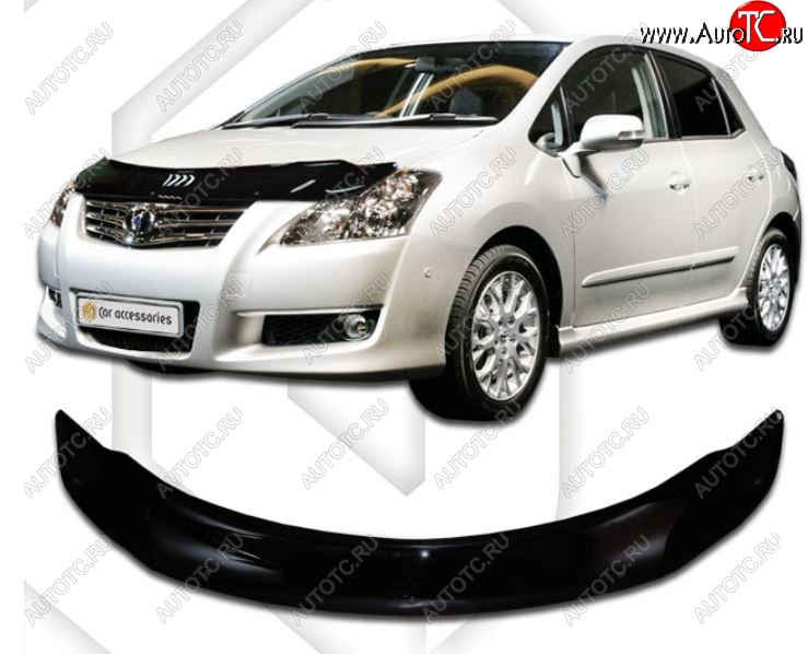 2 199 р. Дефлектор капота CA-Plastic  Toyota Blade (2006-2012) хэтчбек (Classic черный, Без надписи)  с доставкой в г. Воронеж