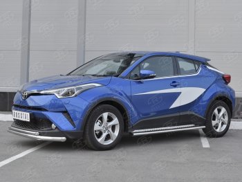 17 699 р. Защита переднего бампера (2 трубы Ø63 и 42 мм, нержавейка) SLITKOFF Toyota C-HR NGX10, ZGX10 дорестайлинг (2016-2019)  с доставкой в г. Воронеж. Увеличить фотографию 2