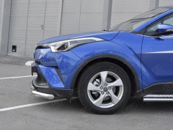 17 699 р. Защита переднего бампера (2 трубы Ø63 и 42 мм, нержавейка) SLITKOFF Toyota C-HR NGX10, ZGX10 дорестайлинг (2016-2019)  с доставкой в г. Воронеж. Увеличить фотографию 3