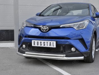17 699 р. Защита переднего бампера (2 трубы Ø63 и 42 мм, нержавейка) SLITKOFF Toyota C-HR NGX10, ZGX10 дорестайлинг (2016-2019)  с доставкой в г. Воронеж. Увеличить фотографию 4