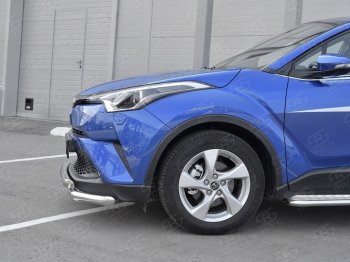 23 549 р. Защита переднего бампера (Ø63 мм с клыками, нержавейка) SLITKOFF Toyota C-HR NGX10, ZGX10 дорестайлинг (2016-2019)  с доставкой в г. Воронеж. Увеличить фотографию 3