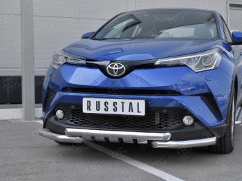 23 549 р. Защита переднего бампера (Ø63 мм с клыками, нержавейка) SLITKOFF Toyota C-HR NGX10, ZGX10 дорестайлинг (2016-2019)  с доставкой в г. Воронеж. Увеличить фотографию 4