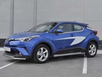 16 999 р. Защита переднего бампера (2 трубы Ø42 мм, нержавейка) SLITKOFF Toyota C-HR NGX10, ZGX10 дорестайлинг (2016-2019)  с доставкой в г. Воронеж. Увеличить фотографию 3
