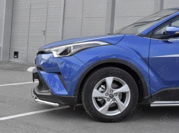 16 999 р. Защита переднего бампера (2 трубы Ø42 мм, нержавейка) SLITKOFF Toyota C-HR NGX10, ZGX10 дорестайлинг (2016-2019)  с доставкой в г. Воронеж. Увеличить фотографию 4