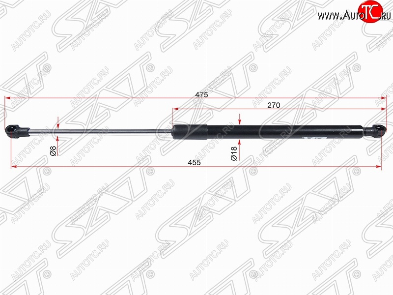 799 р. Левый газовый упор крышки багажника SAT  Toyota Caldina  T240 (2002-2007) универсал дорестайлинг, универсал рестайлинг  с доставкой в г. Воронеж