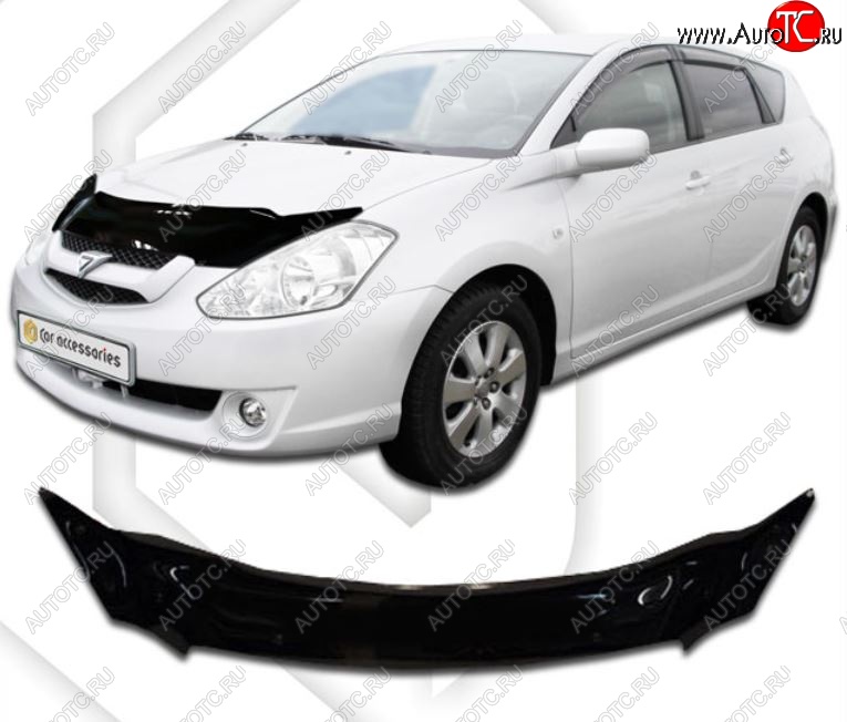 2 059 р. Дефлектор капота CA-Plastiс exclusive  Toyota Caldina  T240 (2002-2007) универсал дорестайлинг, универсал рестайлинг (серия Classic черный, Без надписи)  с доставкой в г. Воронеж