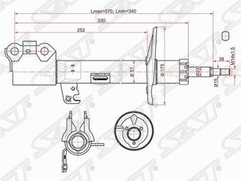 4 599 р. Правый амортизатор передний (2WD, 4WD) SAT Toyota Caldina T240 универсал дорестайлинг (2002-2004)  с доставкой в г. Воронеж. Увеличить фотографию 1